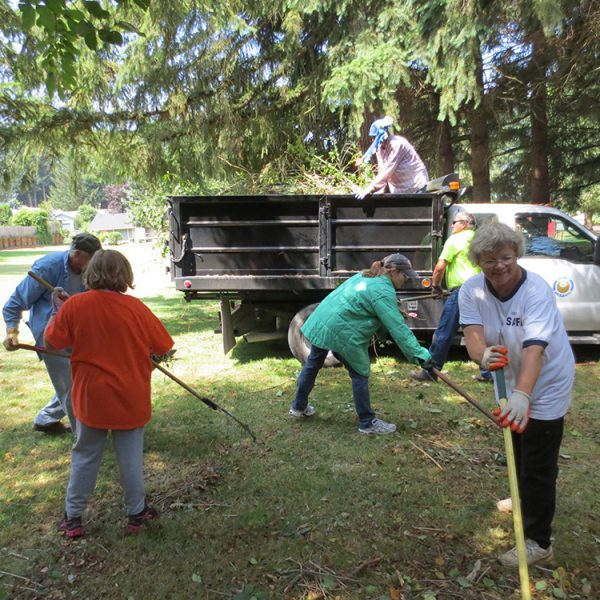 Volunteers landscaping