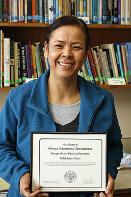 Edelmira Pinto with her GED